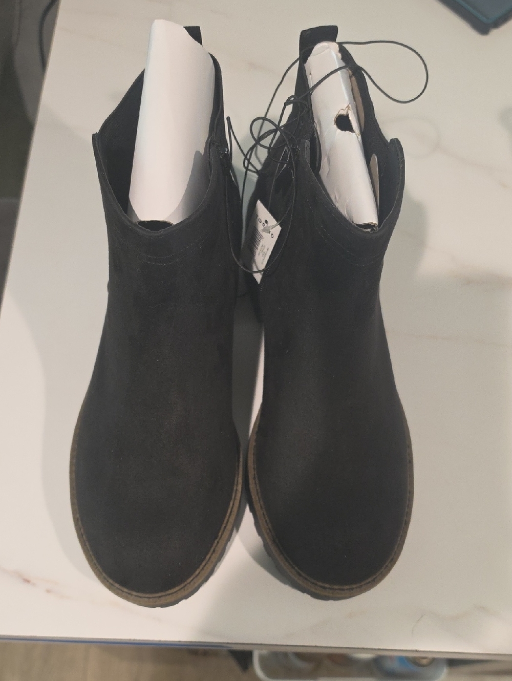 NWT torrid Black Suede Ankle Wedge Booties Size 11